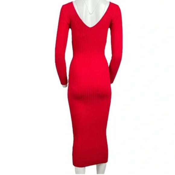 Midi Sweater Dress Red - Picture 2 of 2
